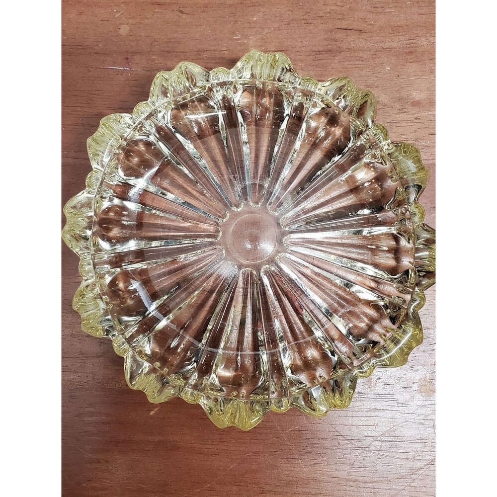 Vintage Heavy Glass Ashtray or Repurposed Trinket Dish